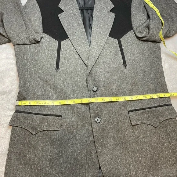 NWT Circle S Mens Boise Sport Coat Mens 44L Gray Black Suede Yoke Cowboy Western